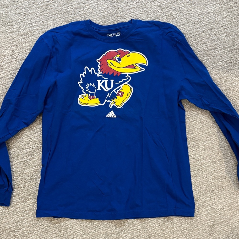 adidas Blue Long Sleeve Tee with Colorful Graphic